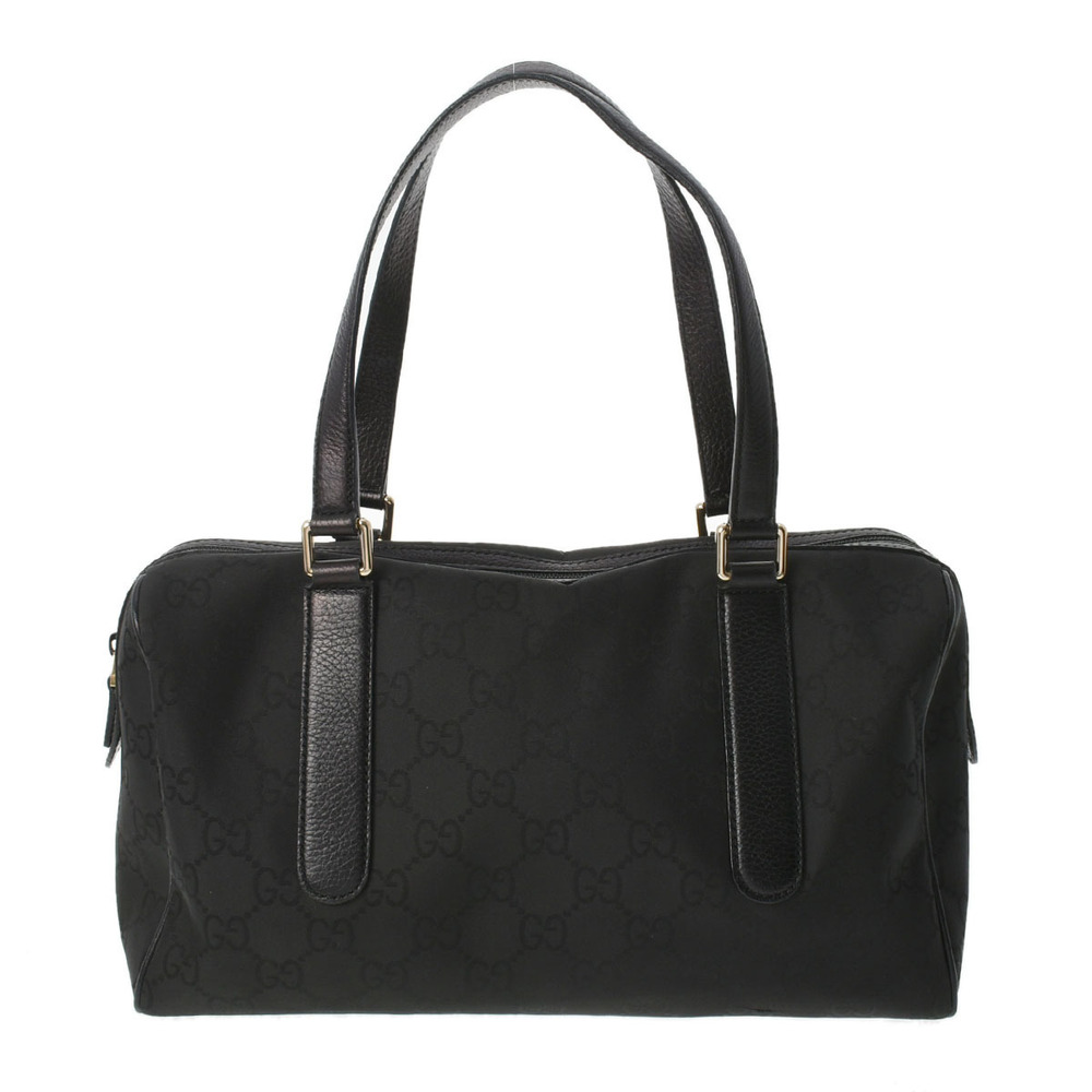 GUCCI Boston Bag Black GG Canvas Nylon Handbag